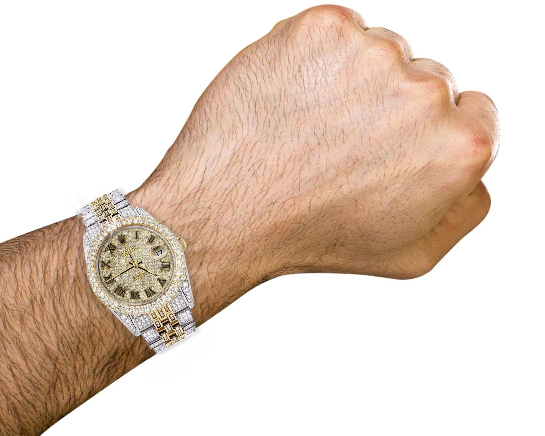 Rolex 36mm Datejust Full Diamonds - Custom Roman Dial 11.0ct - Mr. Alex Jewelry