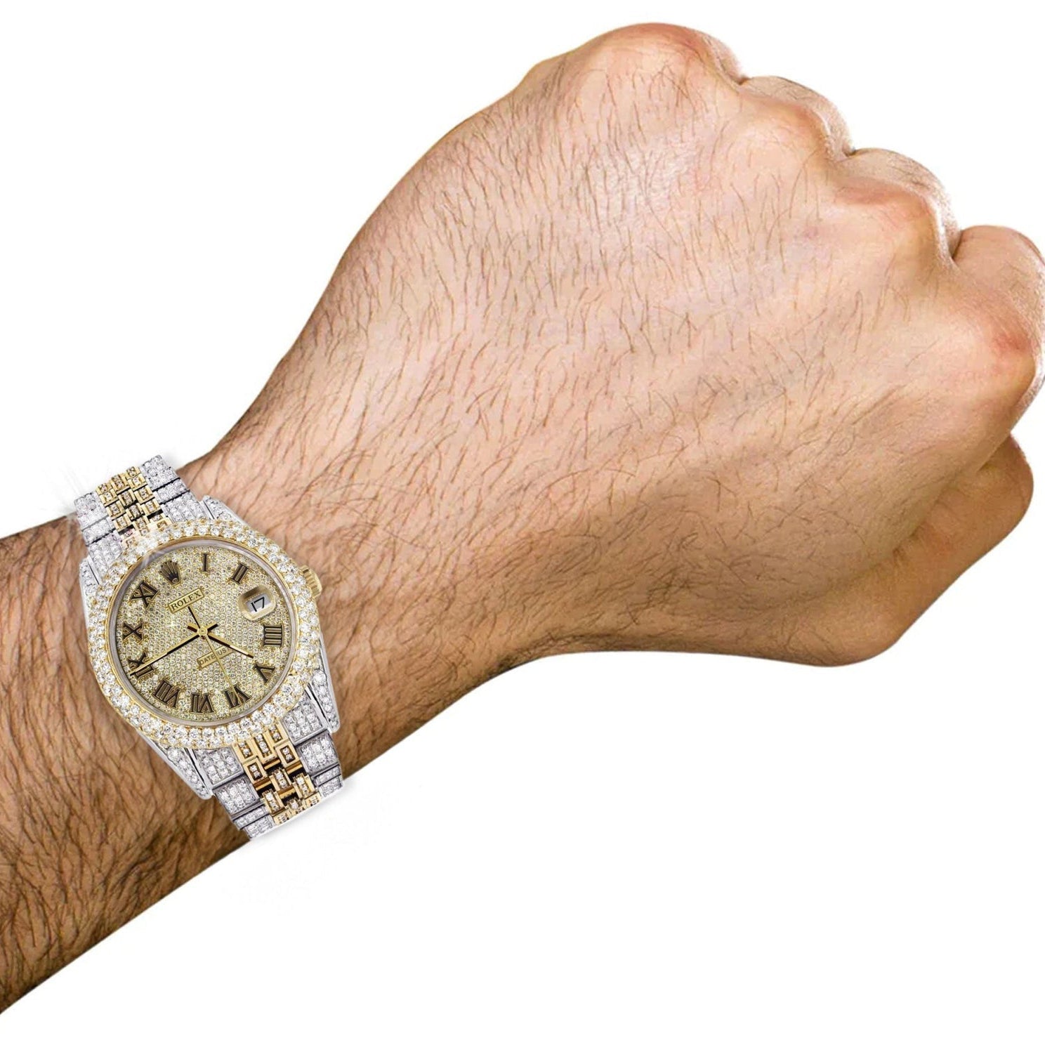 Rolex 36mm Datejust Full Diamonds - Custom Roman Dial 11.0ct - Mr. Alex Jewelry