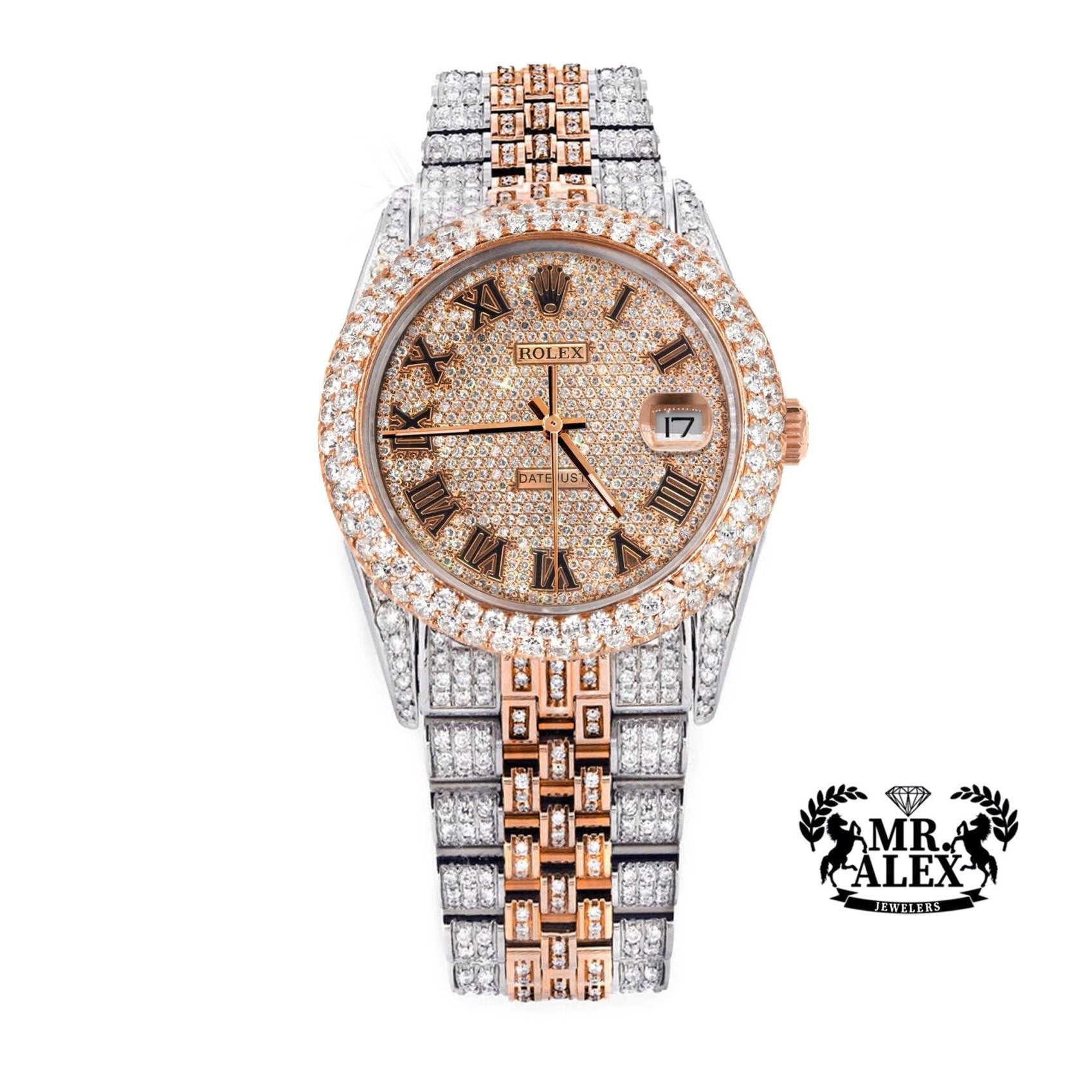 Rolex 36mm Datejust Full Diamonds - Roman Number Dial 11.0ct - Mr. Alex Jewelry