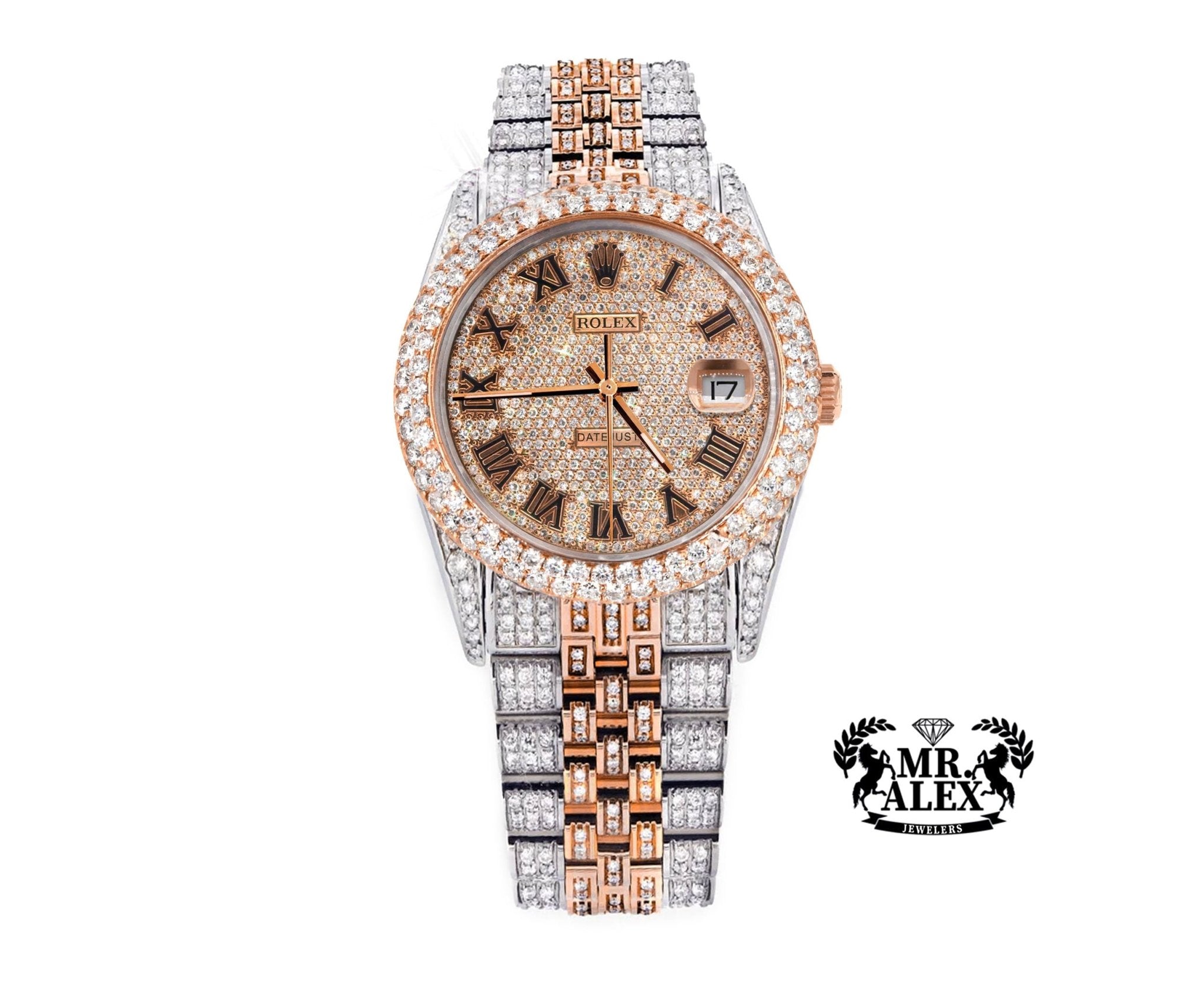 Rolex 36mm Datejust Full Diamonds - Roman Number Dial 11.0ct - Mr. Alex Jewelry