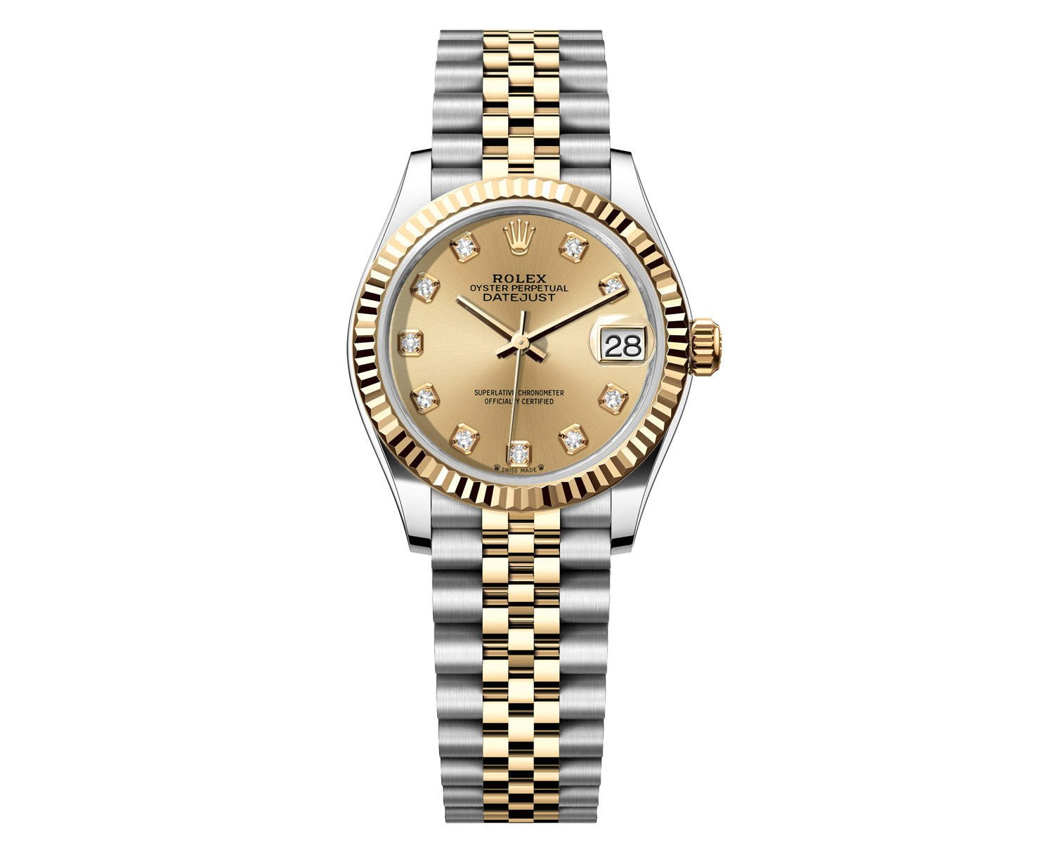 Rolex Date-Just 31mm Jubilee 2 Tone-Champagne Gem Dial - Mr. Alex Jewelry