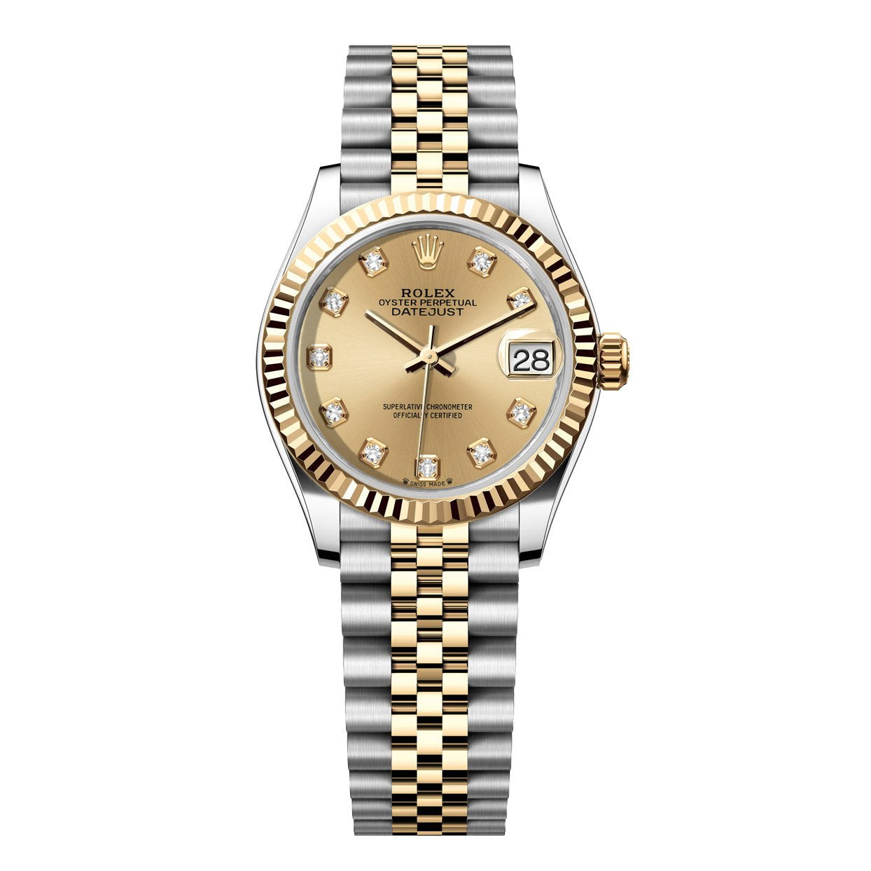 Rolex Date-Just 31mm Jubilee 2 Tone-Champagne Gem Dial - Mr. Alex Jewelry