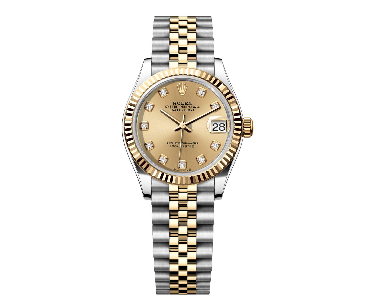 Rolex Date-Just 31mm Jubilee 2 Tone-Champagne Gem Dial - Mr. Alex Jewelry