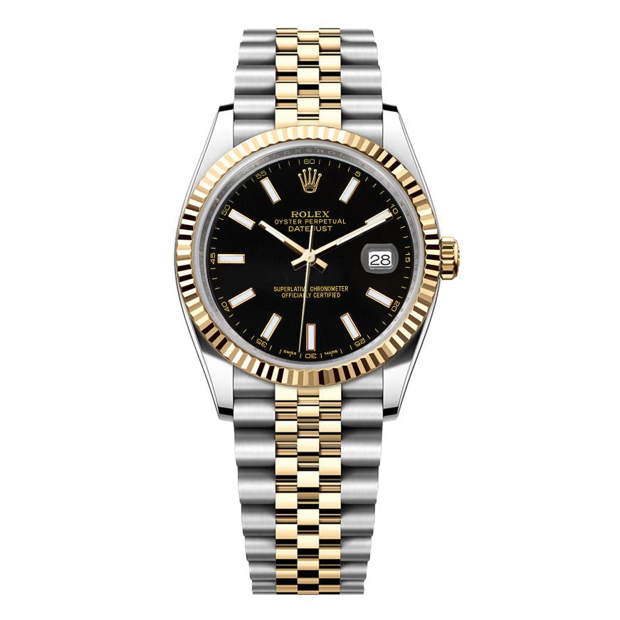 Rolex Date-Just 36mm Jubilee 2 Tone-Black Dial - Mr. Alex Jewelry