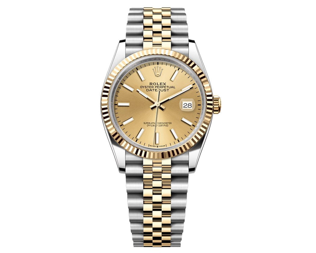 Rolex Date-Just 36mm Jubilee 2 Tone-Champagne Dial - Mr. Alex Jewelry