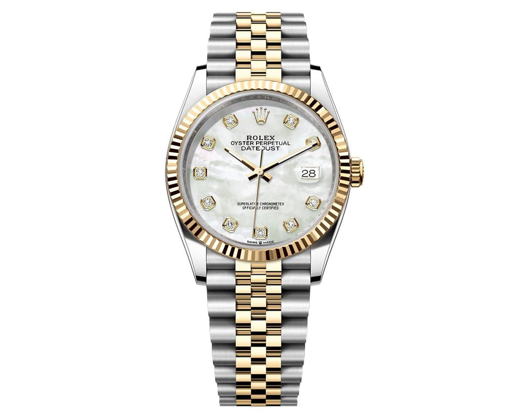 Rolex Date-Just 36mm Jubilee 2 Tone-Pearl Gem Dial
