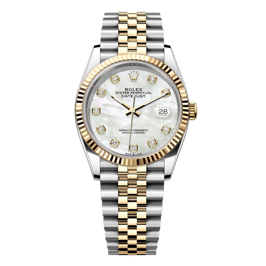 Rolex Date-Just 36mm Jubilee 2 Tone-Pearl Gem Dial - Mr. Alex Jewelry