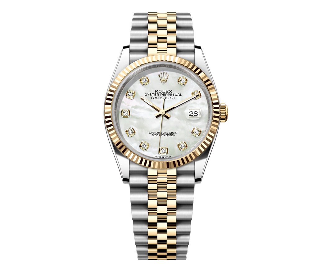 Rolex Date-Just 36mm Jubilee 2 Tone-Pearl Gem Dial - Mr. Alex Jewelry