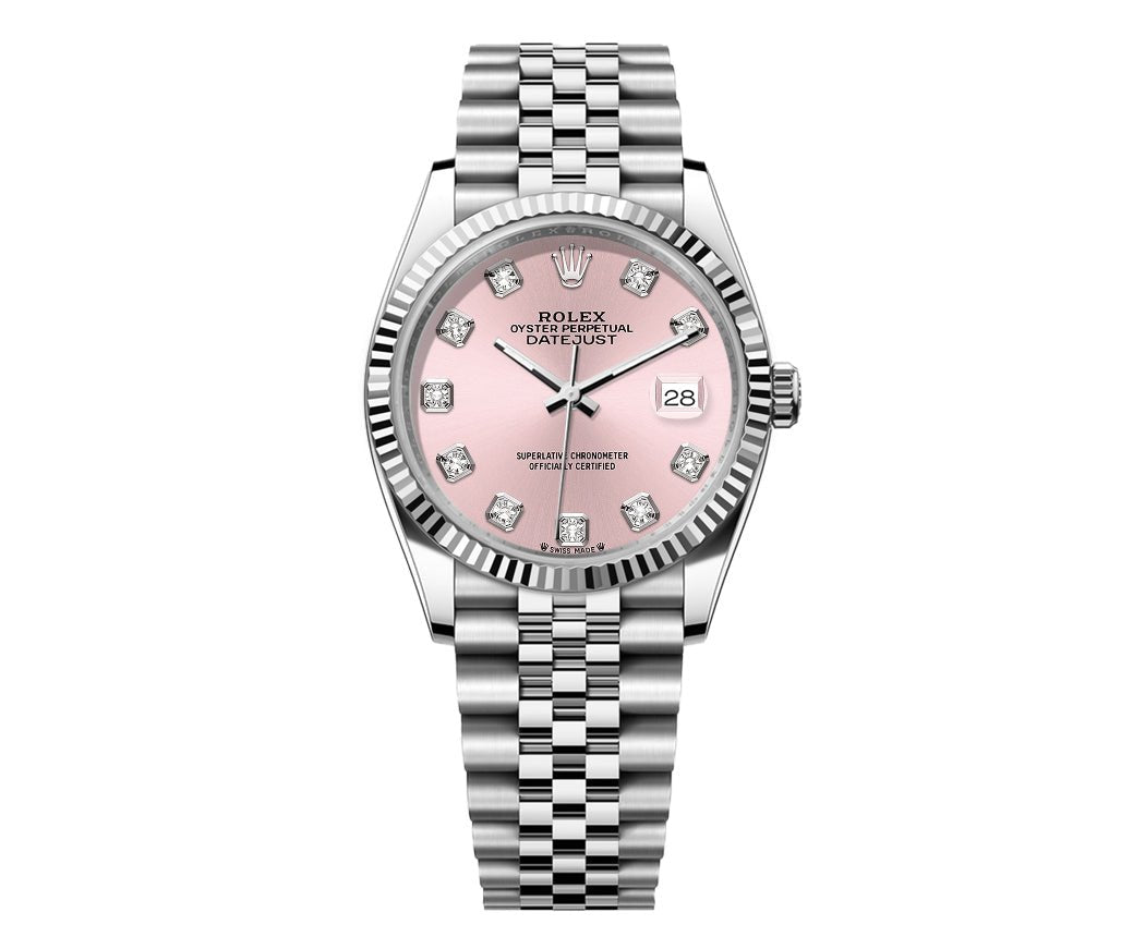 Rolex Date-Just 36mm Jubilee SS - Pink Gem Dial - Mr. Alex Jewelry