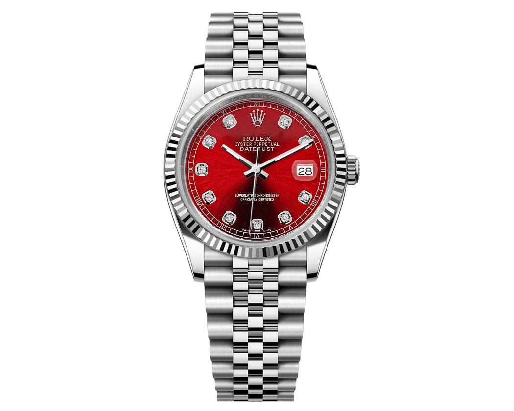 Rolex Date-Just 36mm Jubilee SS - Red Gem Dial - Mr. Alex Jewelry