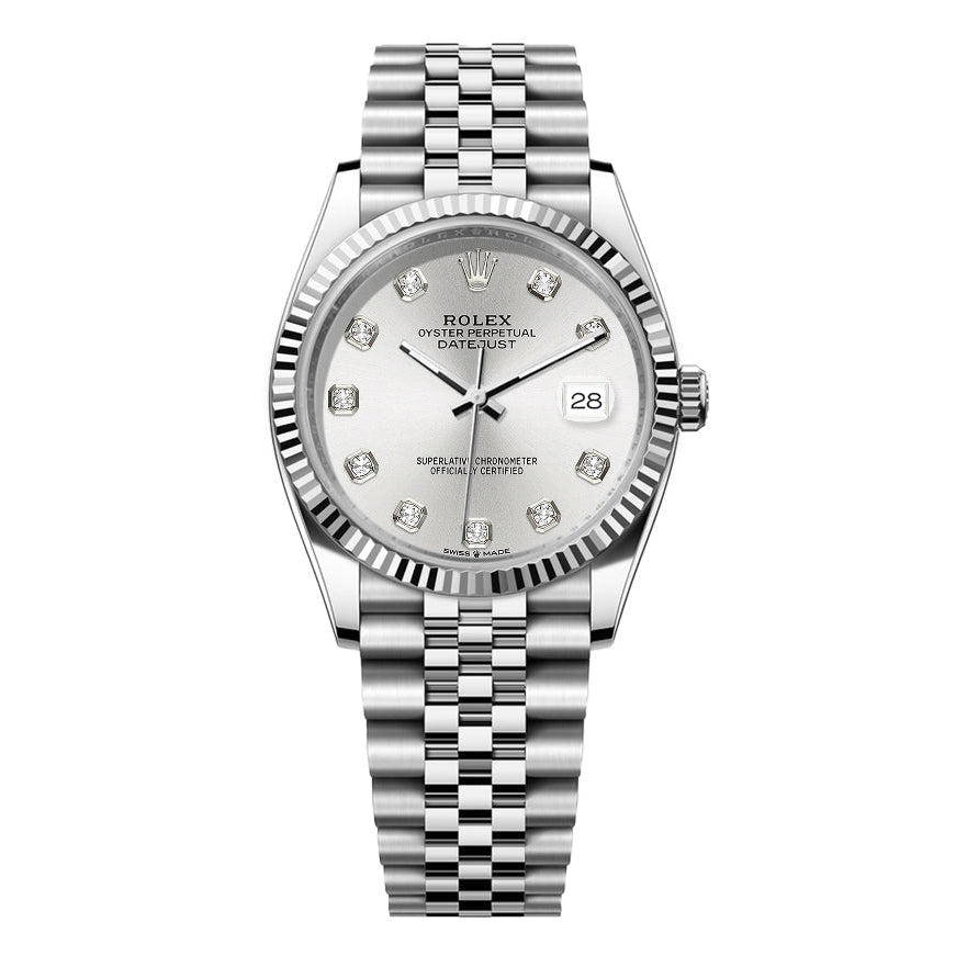 Rolex Date-Just 36mm Jubilee SS - Silver Gem Dial - Mr. Alex Jewelry
