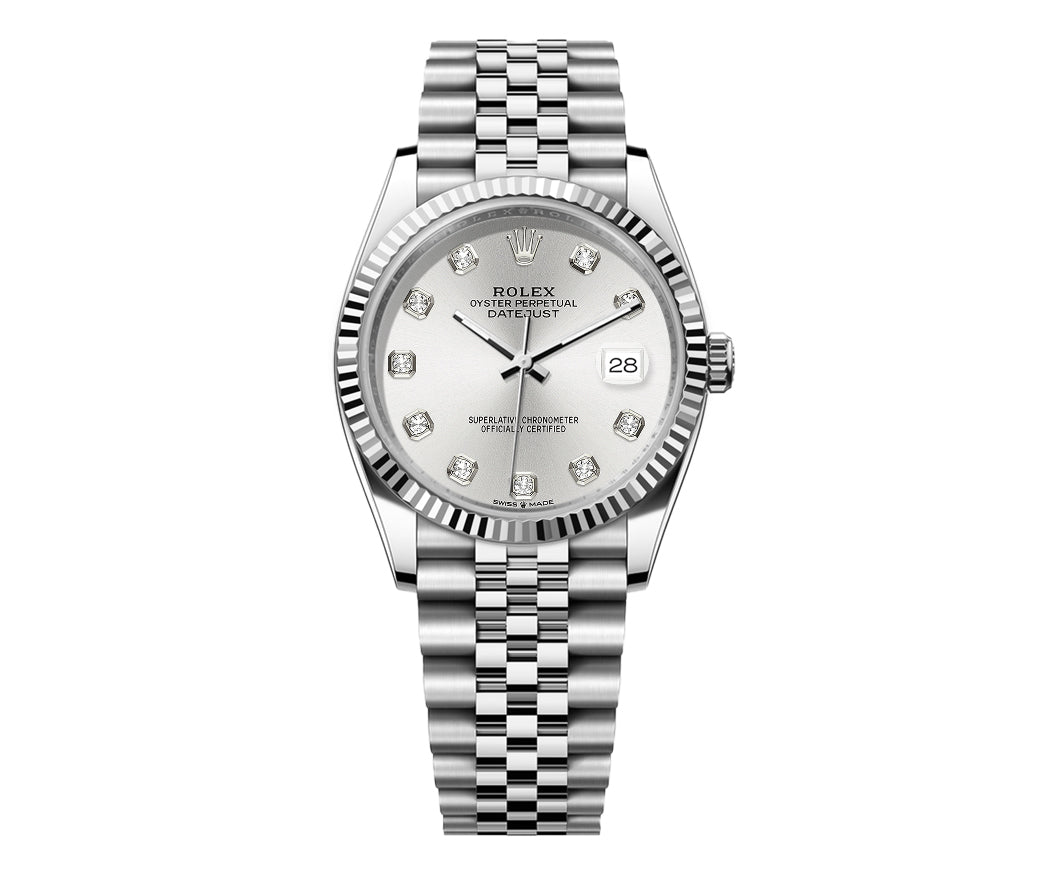 Rolex Date-Just 36mm Jubilee SS - Silver Gem Dial - Mr. Alex Jewelry