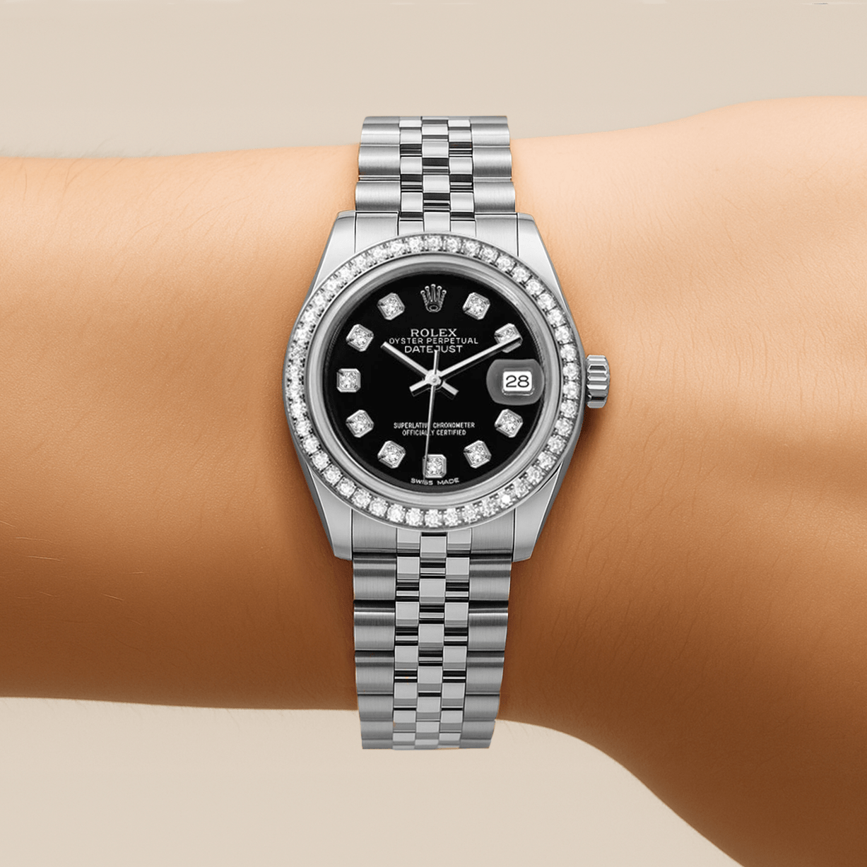 Rolex DateJust 26mm Black Dial - Diamond Bezel 1.50ct - Mr. Alex Jewelry