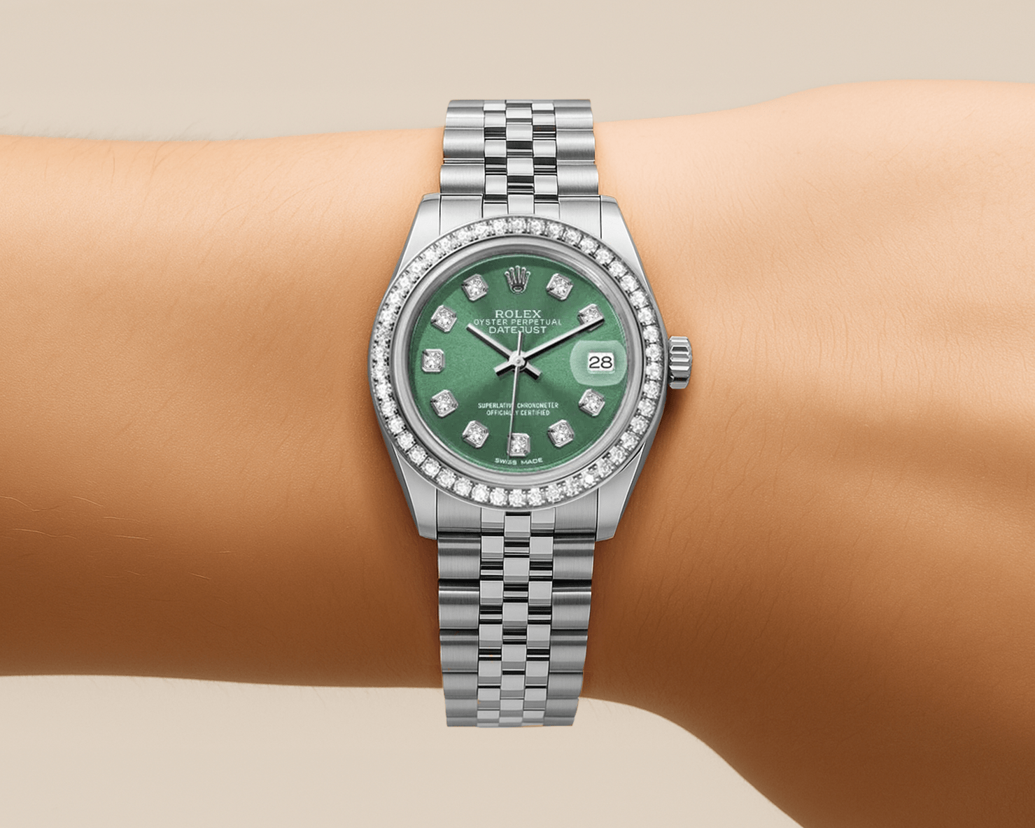 Rolex DateJust 26mm Green Dial - Diamond Bezel 1.50ct - Mr. Alex Jewelry