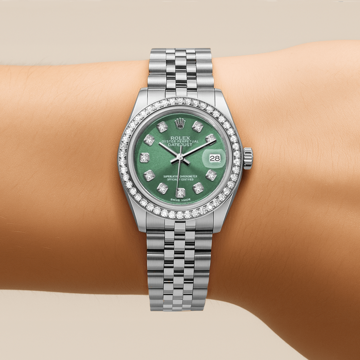 Rolex DateJust 26mm Green Dial - Diamond Bezel 1.50ct - Mr. Alex Jewelry