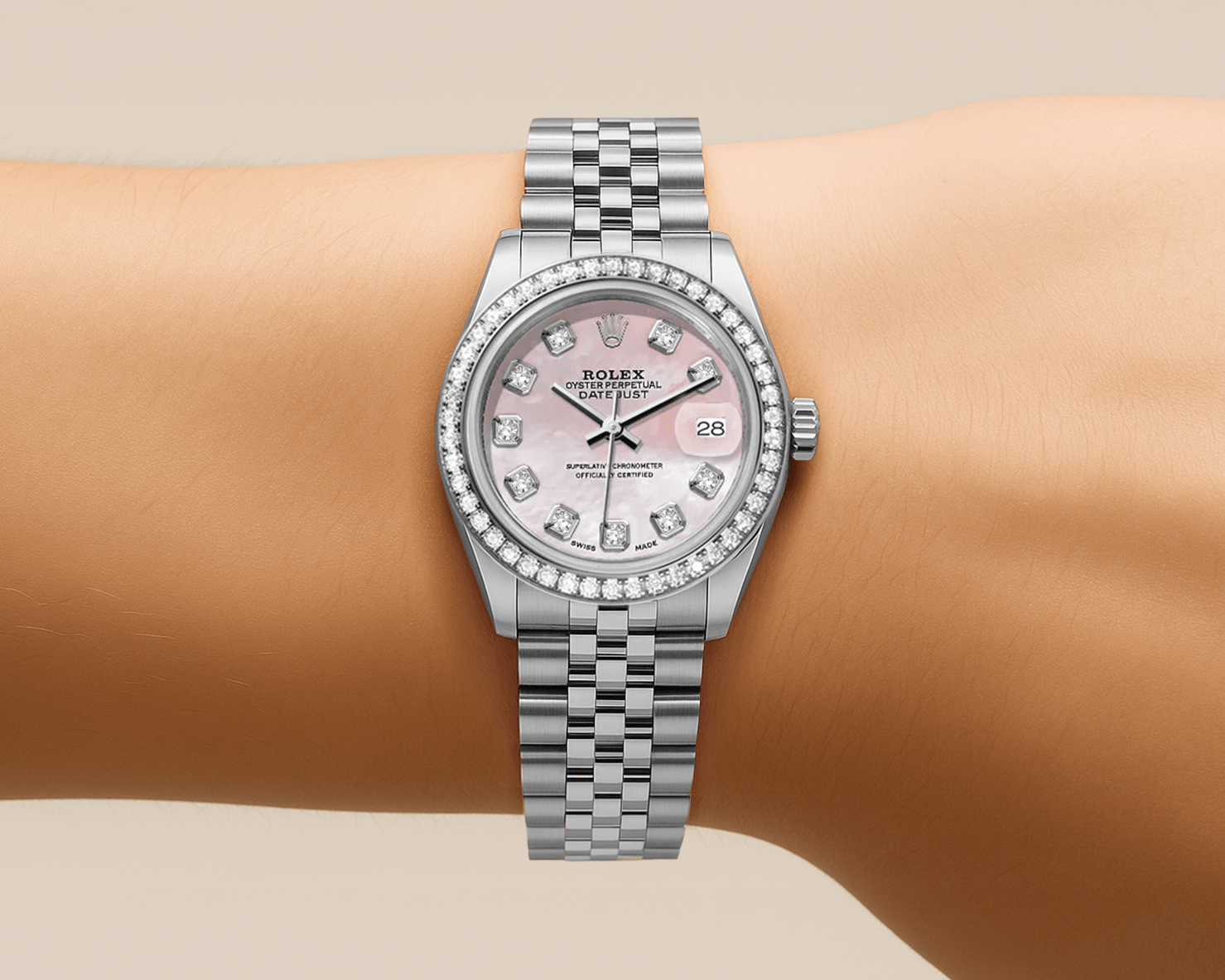 Rolex DateJust 26mm Mop Pink Dial - Diamond Bezel 1.50ct - Mr. Alex Jewelry