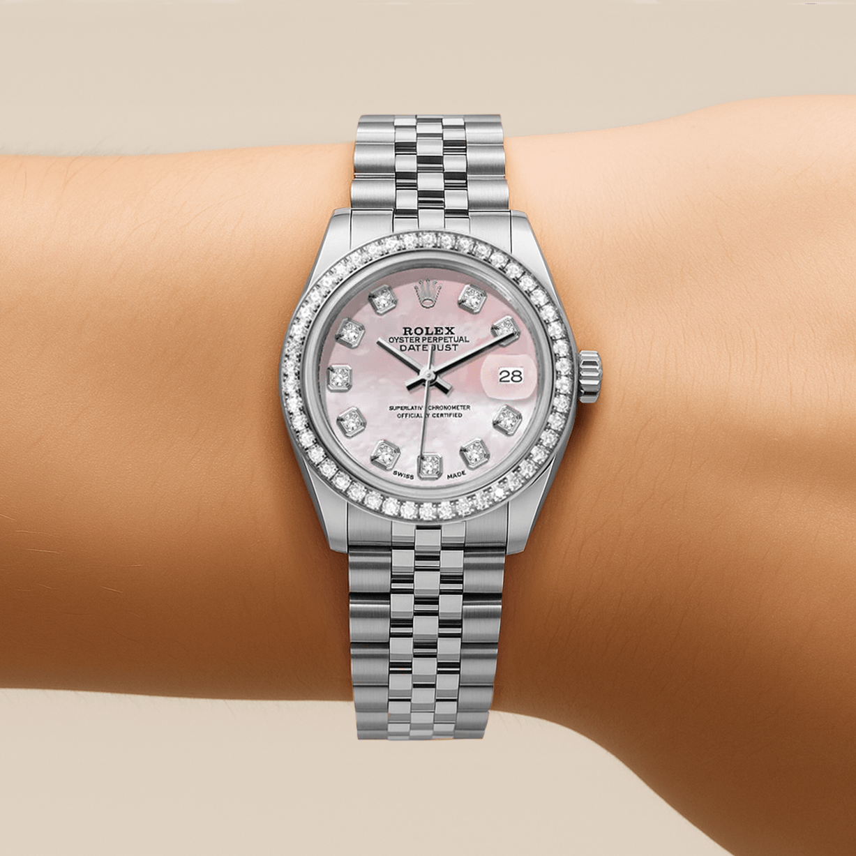 Rolex DateJust 26mm Mop Pink Dial - Diamond Bezel 1.50ct - Mr. Alex Jewelry