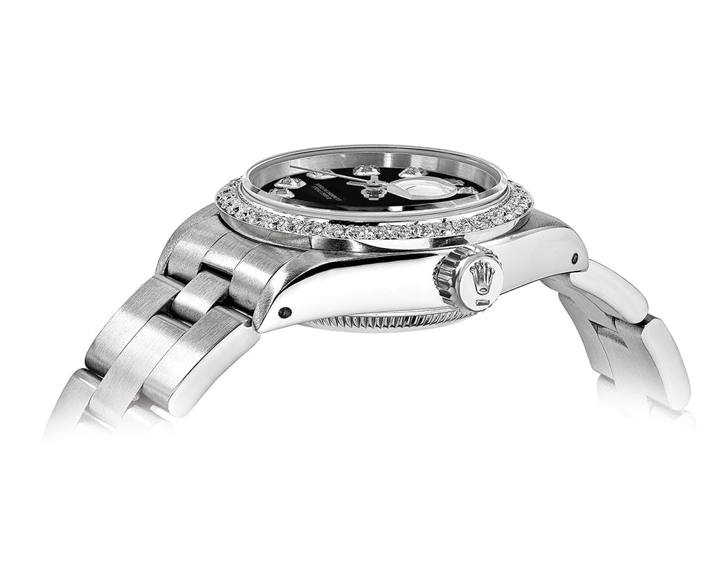 Rolex DateJust 26mm Oyster Black Dial - Diamond Bezel 1.50ct - Mr. Alex Jewelry