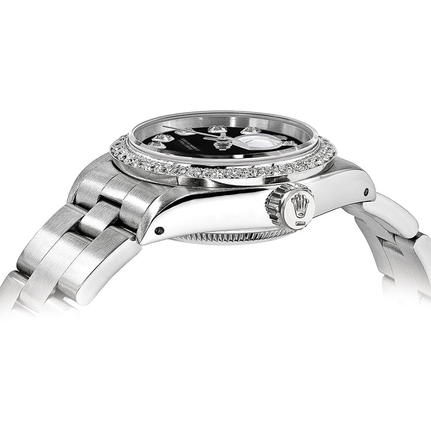 Rolex DateJust 26mm Oyster Black Dial - Diamond Bezel 1.50ct - Mr. Alex Jewelry
