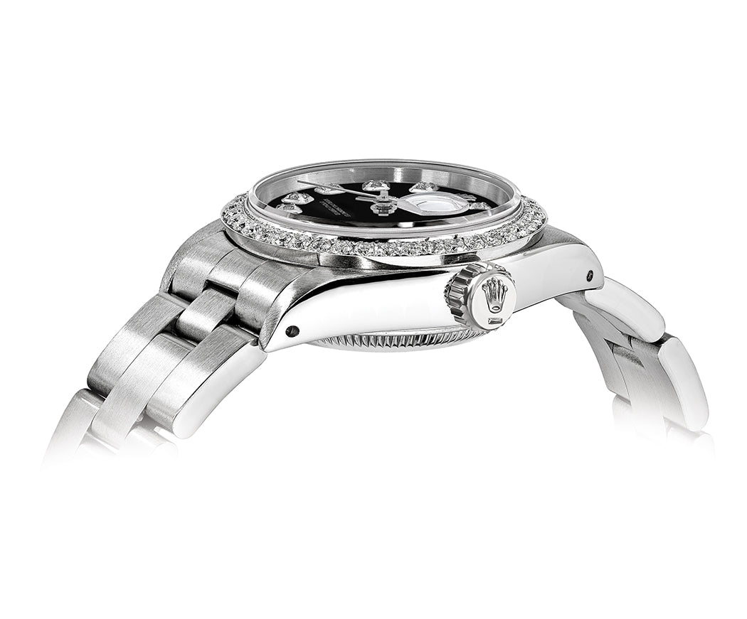 Rolex DateJust 26mm Oyster Black Dial - Diamond Bezel 1.50ct - Mr. Alex Jewelry