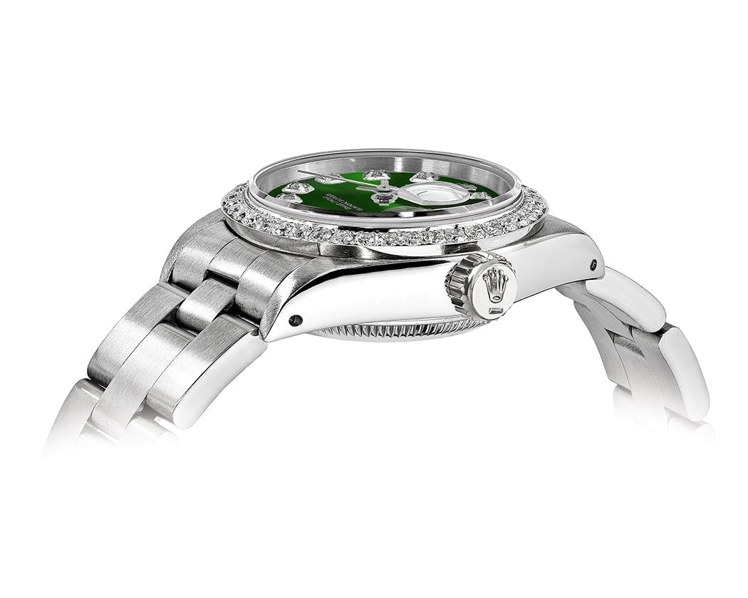 Rolex DateJust 26mm Oyster Green Dial - Diamond Bezel 1.50ct - Mr. Alex Jewelry