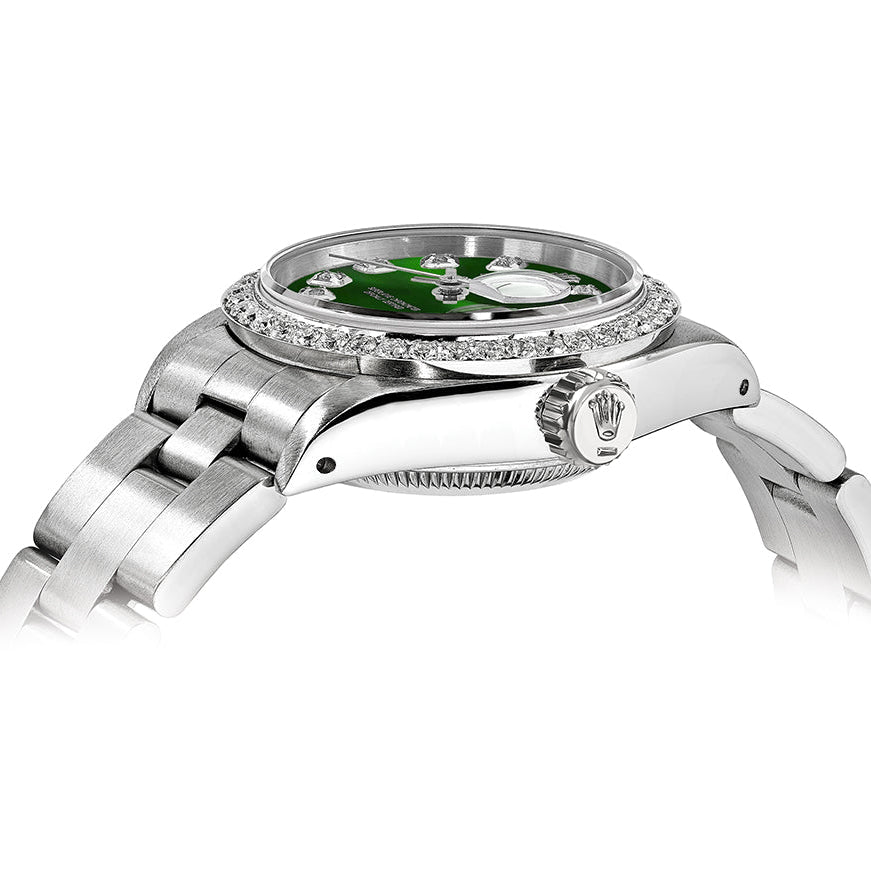 Rolex DateJust 26mm Oyster Green Dial - Diamond Bezel 1.50ct - Mr. Alex Jewelry