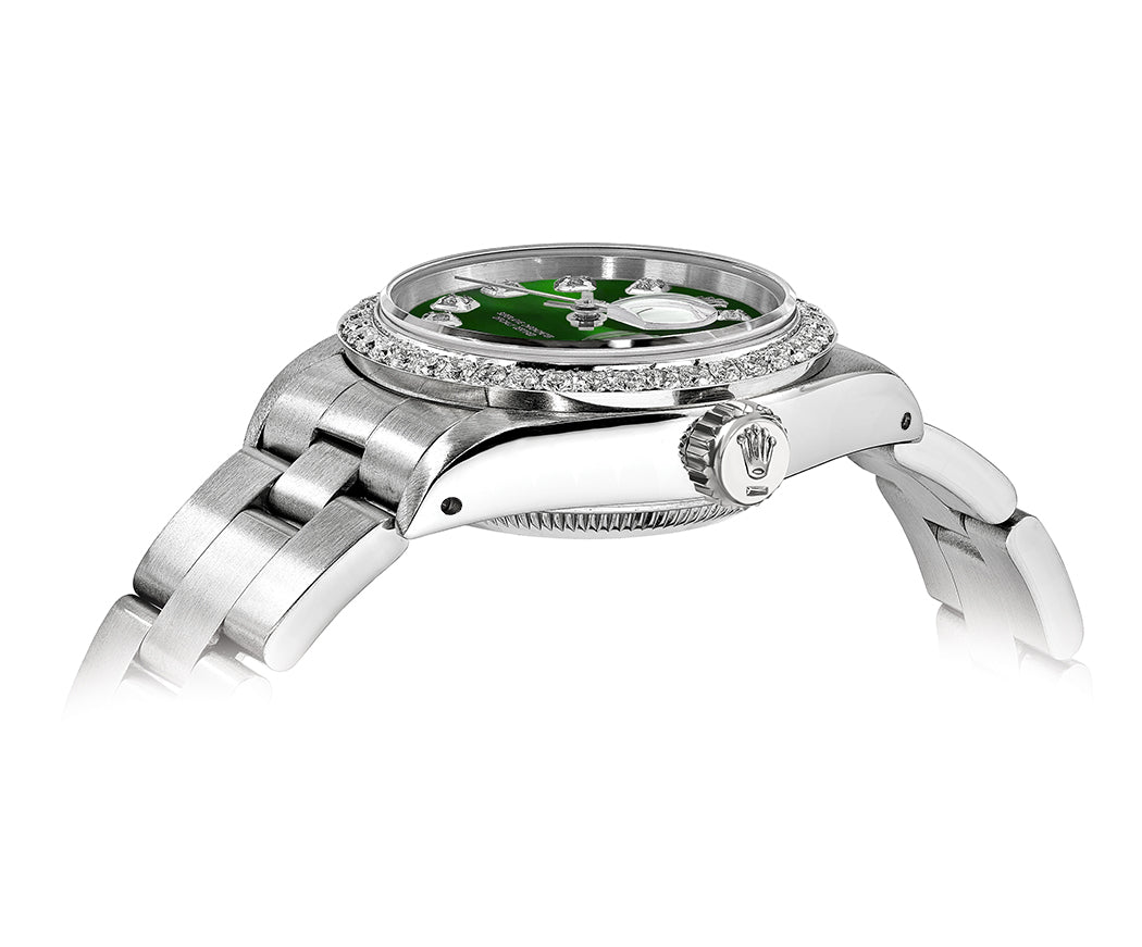 Rolex DateJust 26mm Oyster Green Dial - Diamond Bezel 1.50ct - Mr. Alex Jewelry