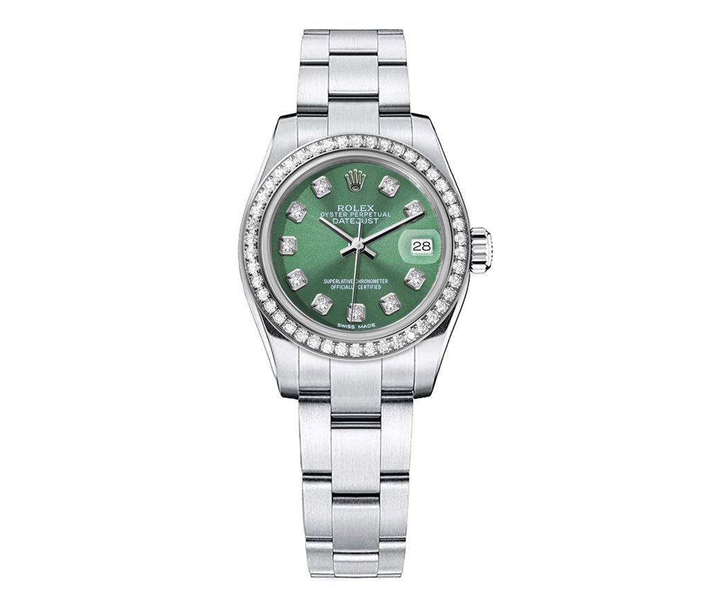 Rolex DateJust 26mm Oyster Green Dial - Diamond Bezel 1.50ct - Mr. Alex Jewelry