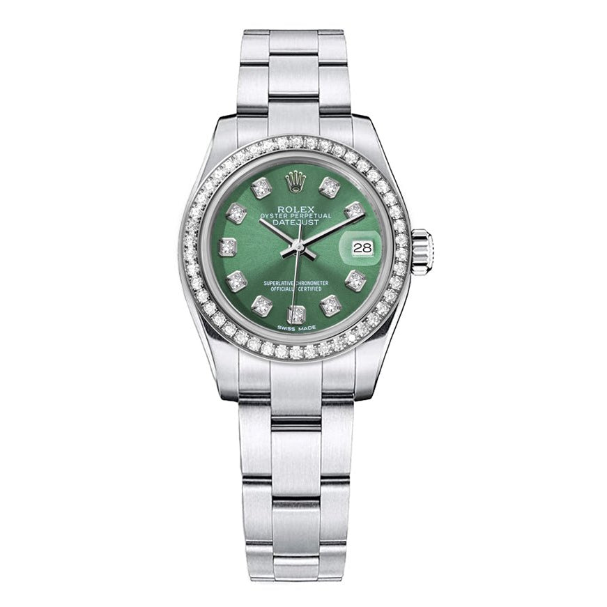 Rolex DateJust 26mm Oyster Green Dial - Diamond Bezel 1.50ct - Mr. Alex Jewelry