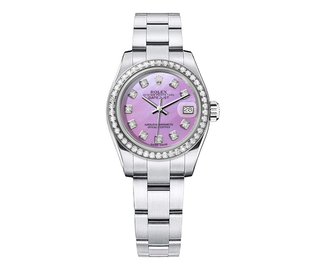 Rolex DateJust 26mm Oyster Purple Dial - Diamond Bezel 1.50ct - Mr. Alex Jewelry