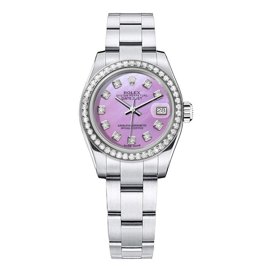Rolex DateJust 26mm Oyster Purple Dial - Diamond Bezel 1.50ct - Mr. Alex Jewelry