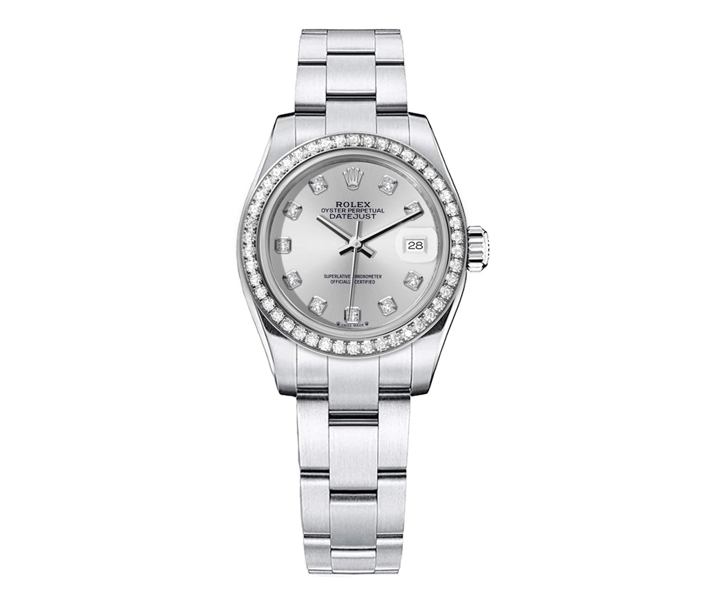 Rolex DateJust 26mm Oyster Silver Dial - Diamond Bezel 1.50ct - Mr. Alex Jewelry