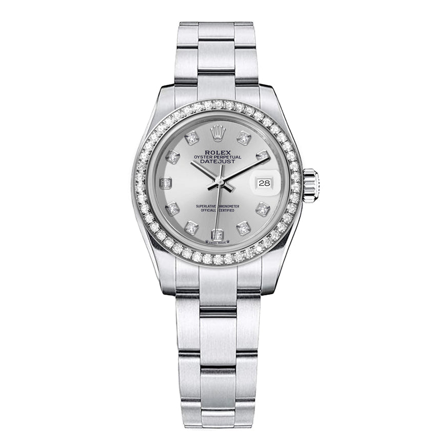 Rolex DateJust 26mm Oyster Silver Dial - Diamond Bezel 1.50ct - Mr. Alex Jewelry