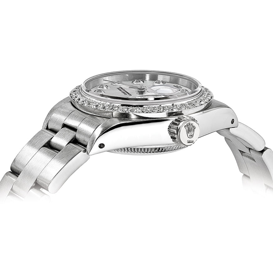 Rolex DateJust 26mm Oyster Silver Dial - Diamond Bezel 1.50ct - Mr. Alex Jewelry