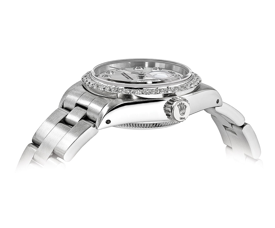 Rolex DateJust 26mm Oyster Silver Dial - Diamond Bezel 1.50ct - Mr. Alex Jewelry