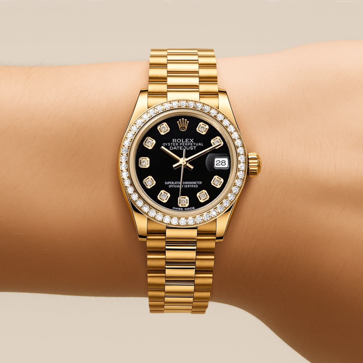 Rolex Datejust 26mm President Black Gem Dial - Diamond Bezel - Mr. Alex Jewelry
