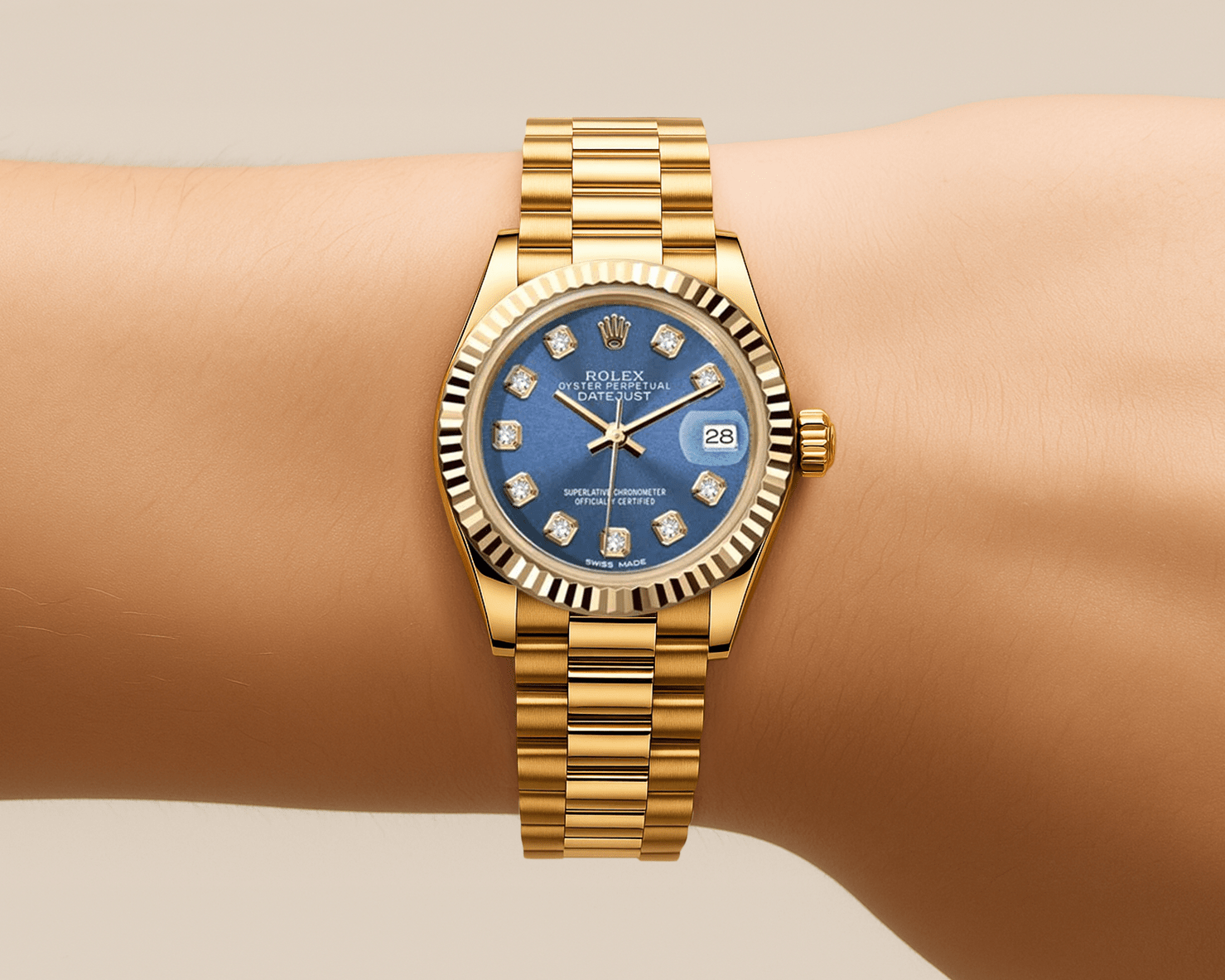 Rolex Datejust 26mm President - Blue Gem Dial - Mr. Alex Jewelry