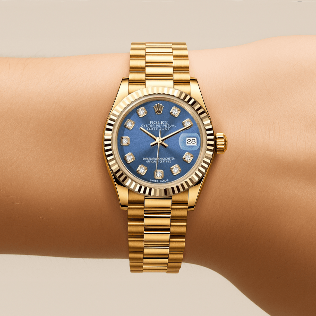 Rolex Datejust 26mm President - Blue Gem Dial - Mr. Alex Jewelry