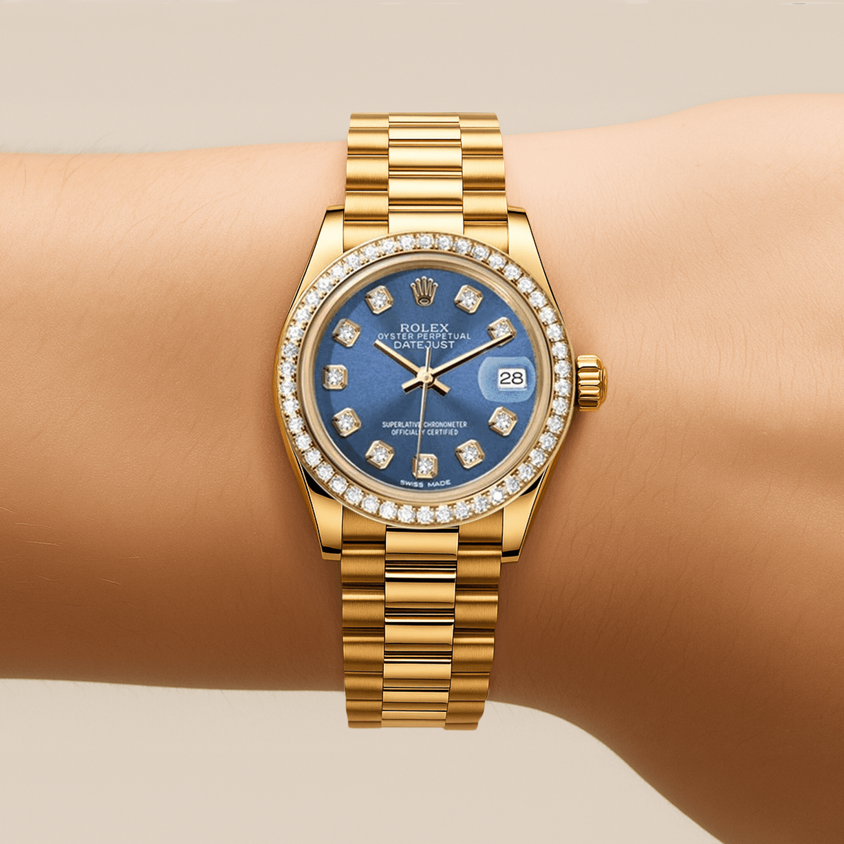 Rolex Datejust 26mm President Blue Gem Dial - Diamond Bezel - Mr. Alex Jewelry
