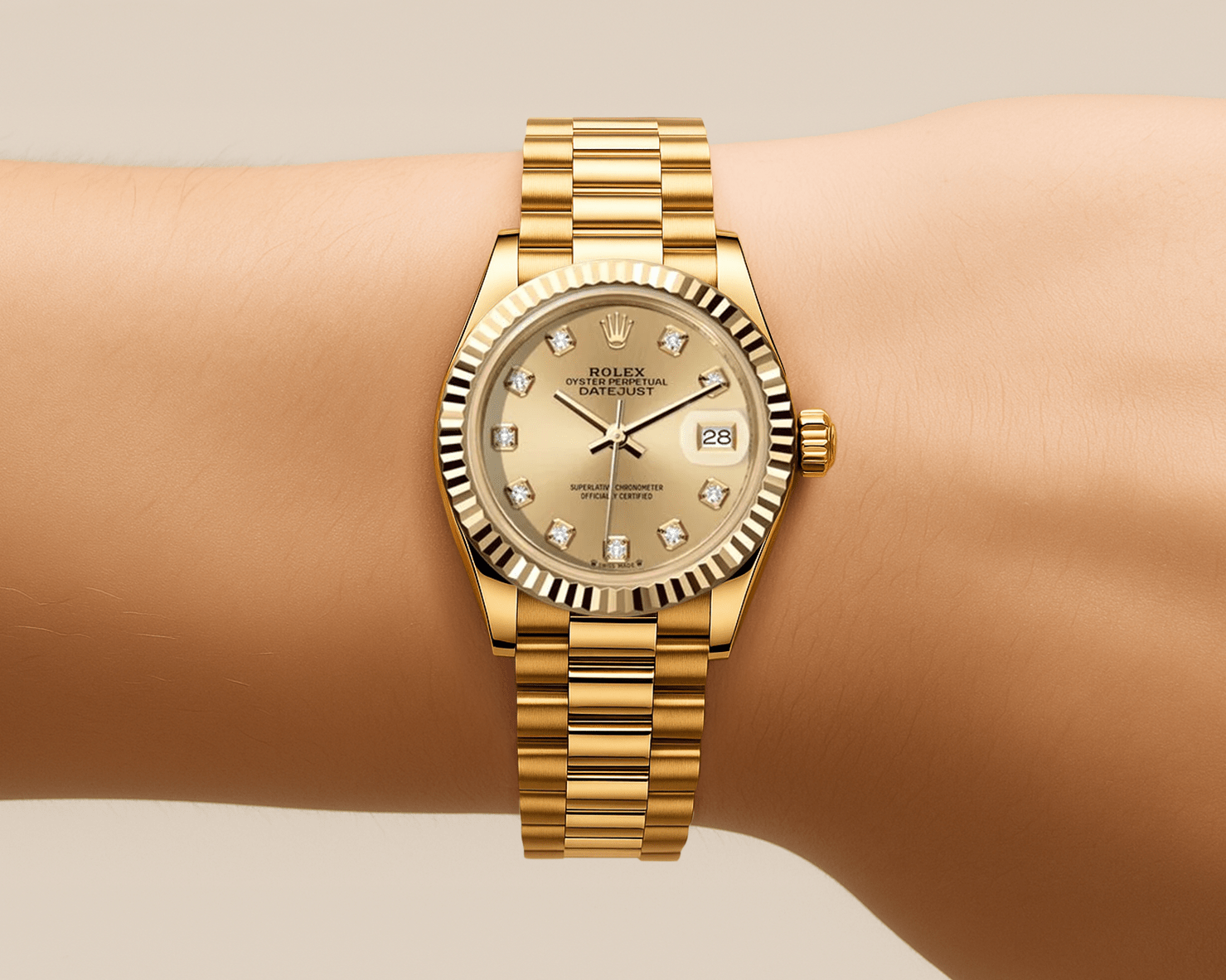 Rolex Datejust 26mm President - Champage Gem Dial - Mr. Alex Jewelry