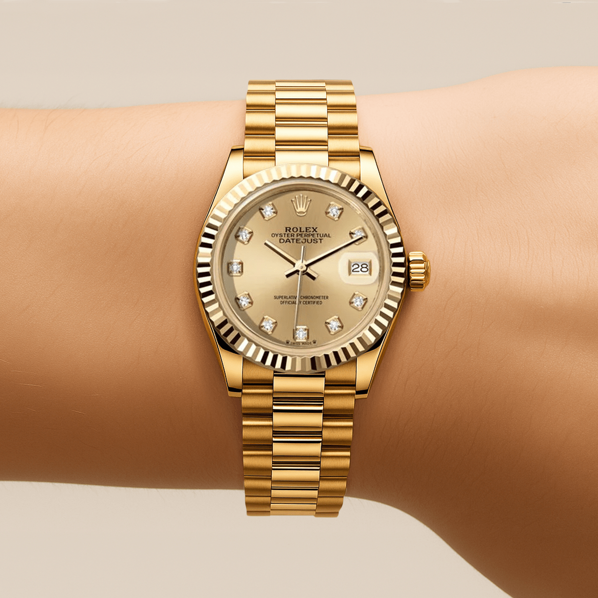 Rolex Datejust 26mm President - Champage Gem Dial - Mr. Alex Jewelry