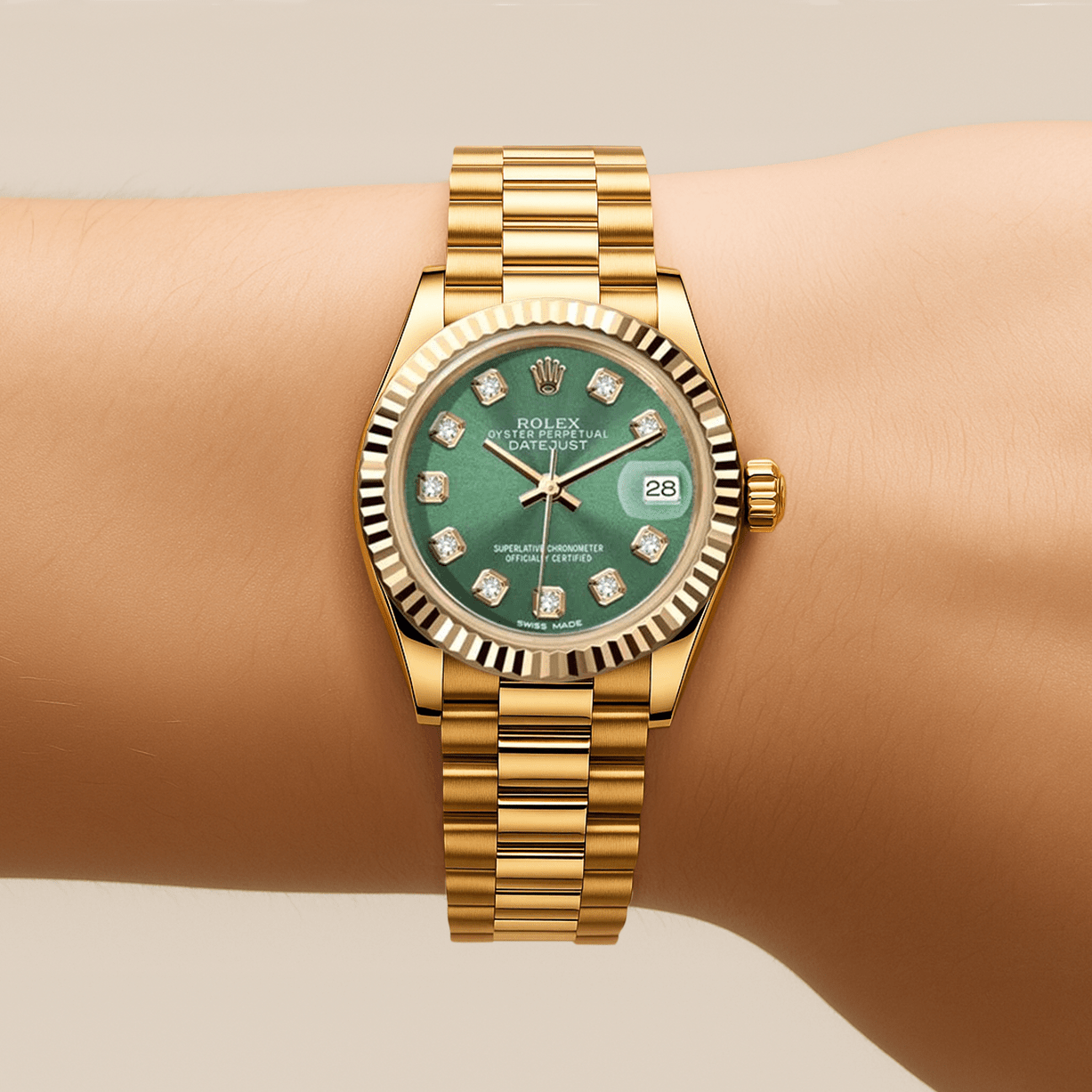 Rolex Datejust 26mm President - Green Gem Dial - Mr. Alex Jewelry