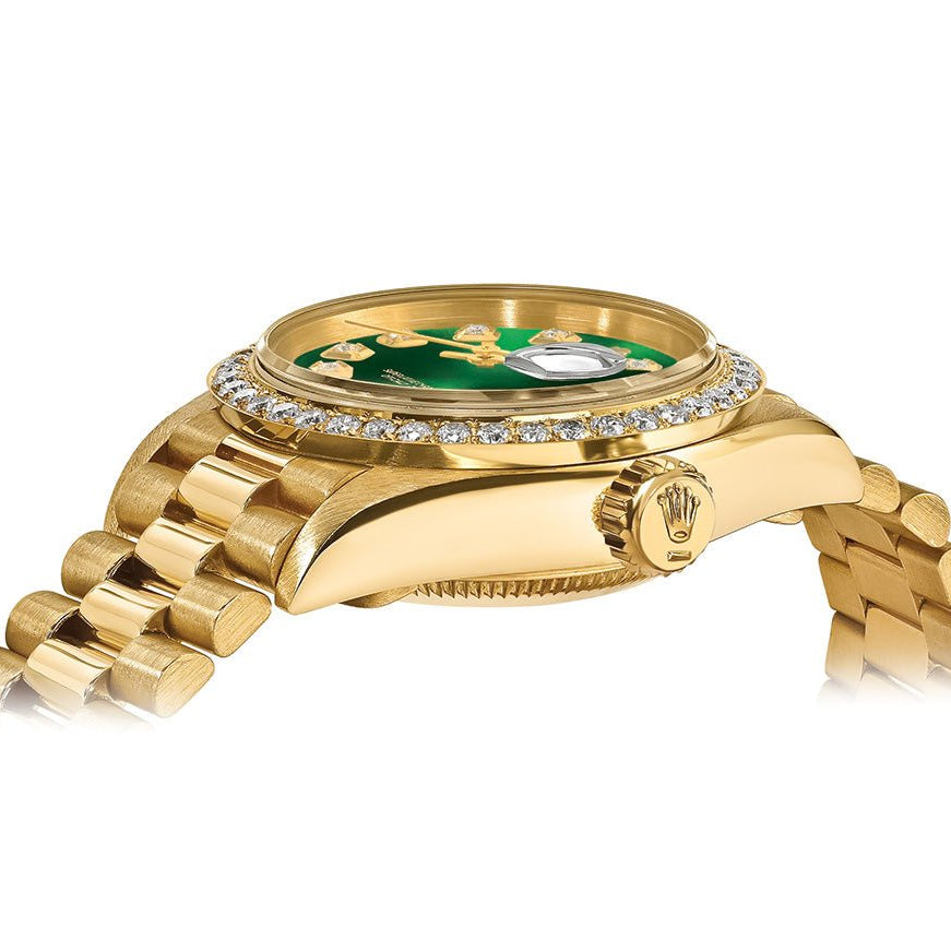 Rolex Datejust 26mm President Green Gem Dial - Diamond Bezel - Mr. Alex Jewelry