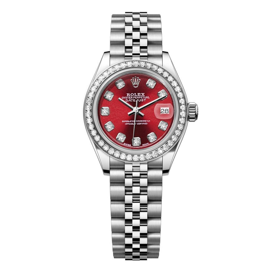 Rolex DateJust 26mm Red Dial - Diamond Bezel 1.50ct - Mr. Alex Jewelry
