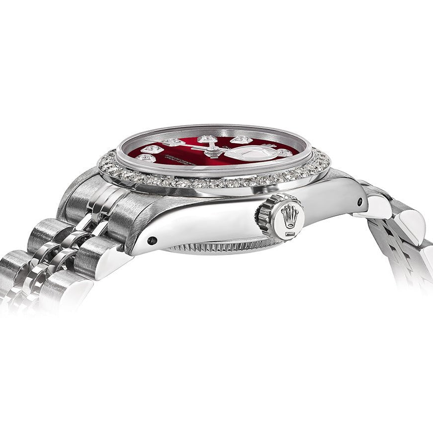 Rolex DateJust 26mm Red Dial - Diamond Bezel 1.50ct - Mr. Alex Jewelry