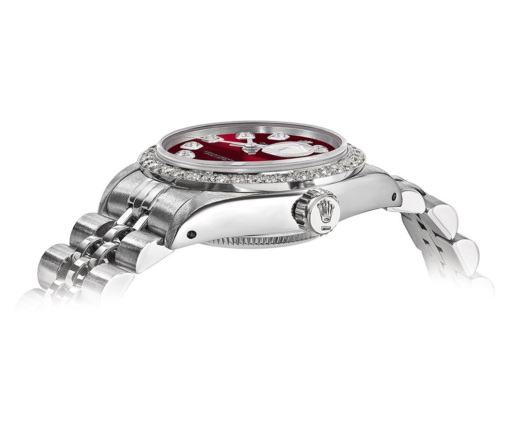 Rolex DateJust 26mm Red Dial - Diamond Bezel 1.50ct - Mr. Alex Jewelry
