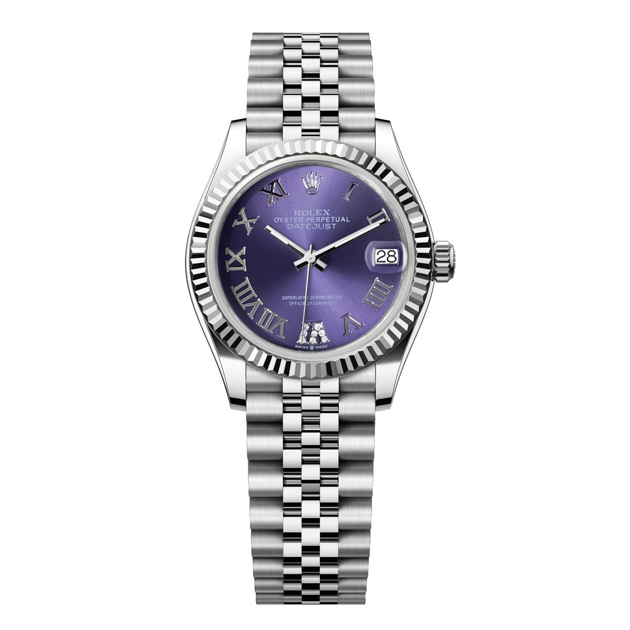 Rolex DateJust 31mm Jubilee - Purple Roman Diamond Dial - Mr. Alex Jewelry