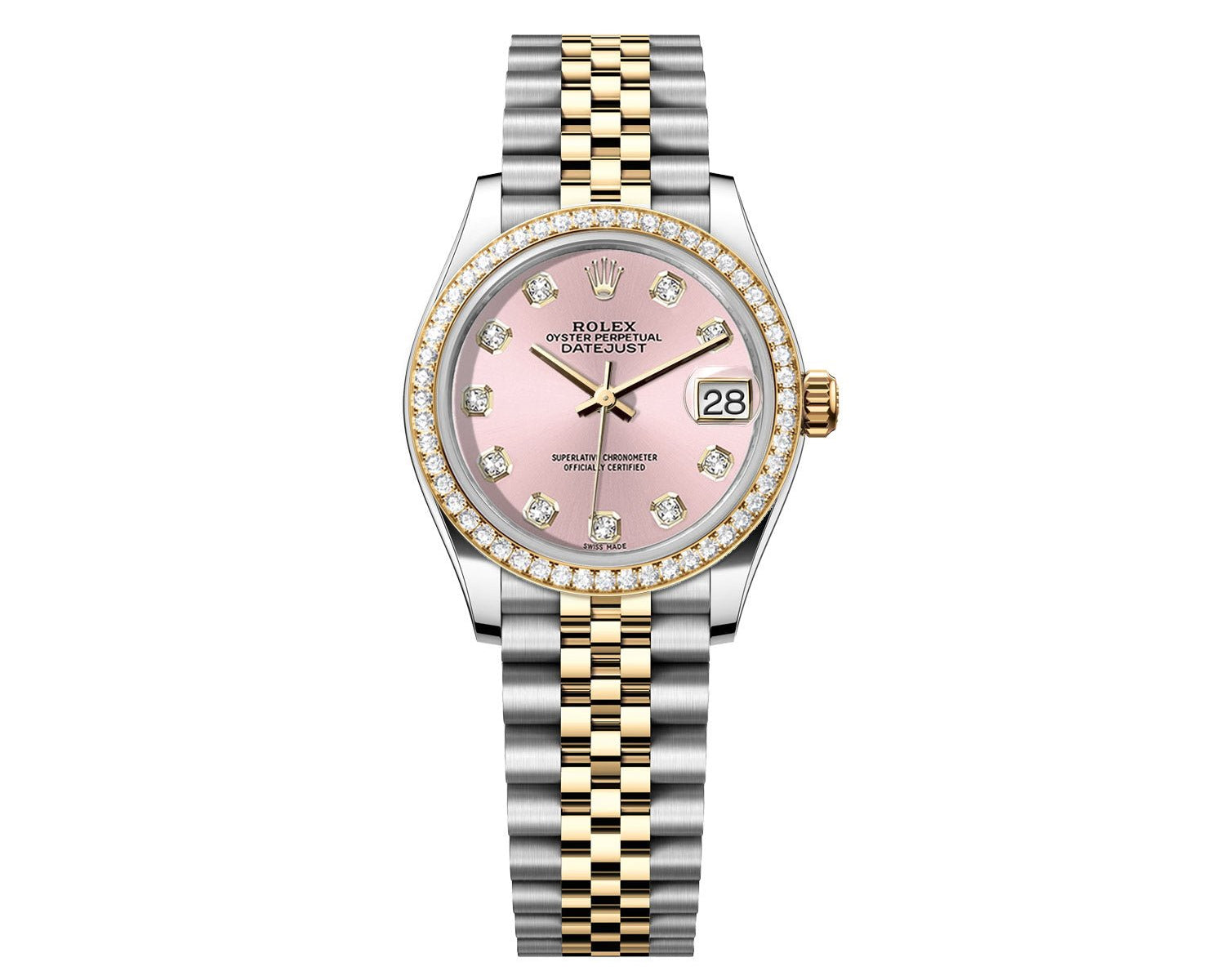 Rolex DateJust 31mm Pink Gem Dial-Diamond Bezel 1.85ct - Mr. Alex Jewelry