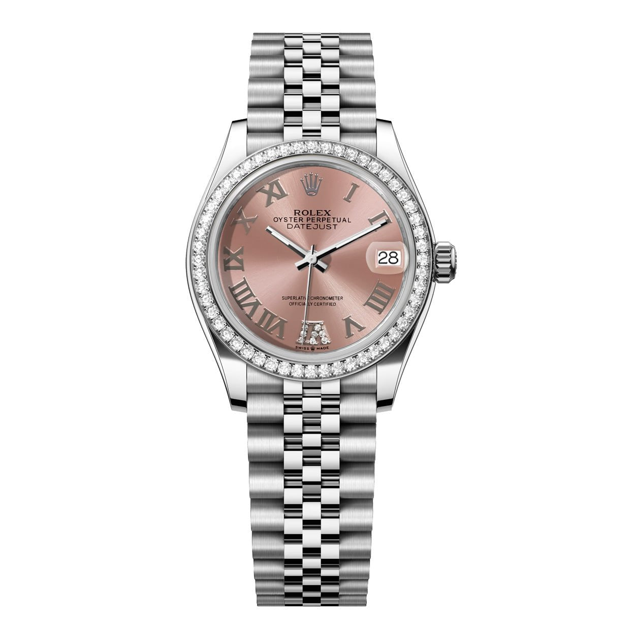 Rolex DateJust 31mm Pink Roman Diamond Dial - Diamond Bezel - Mr. Alex Jewelry