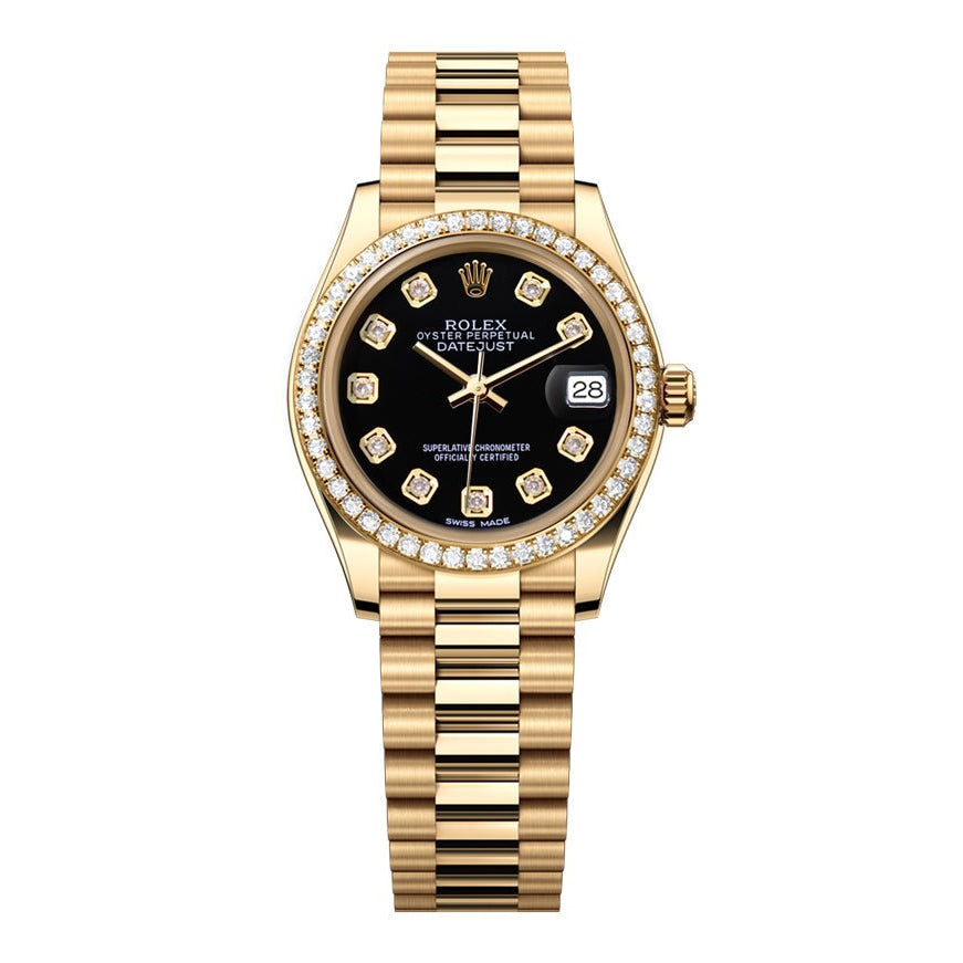 Rolex Datejust 31mm President Black Gem Dial - Diamond Bezel - Mr. Alex Jewelry